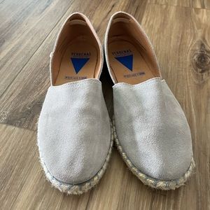 Verbena Gray Suede Leather Spanish Espidrilles, size 41, 9.5/10